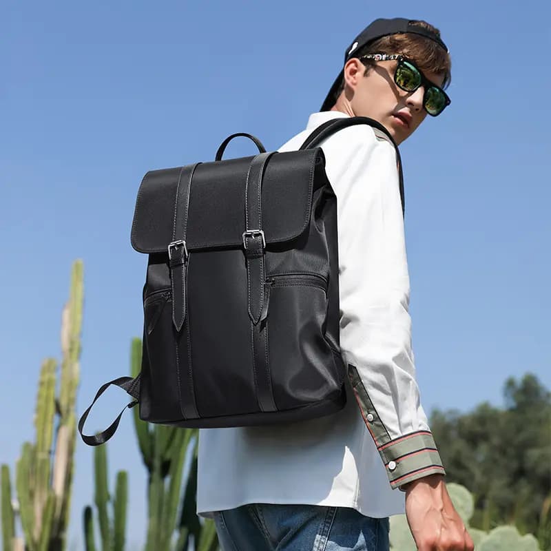 POLO Fabric With Synthetic Leather Backpack Large Size Men's Multicolor 3
