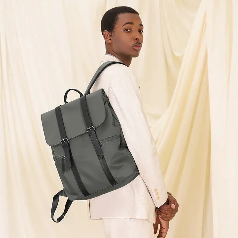 POLO Fabric With Synthetic Leather Backpack Large Size Men's Multicolor 22
