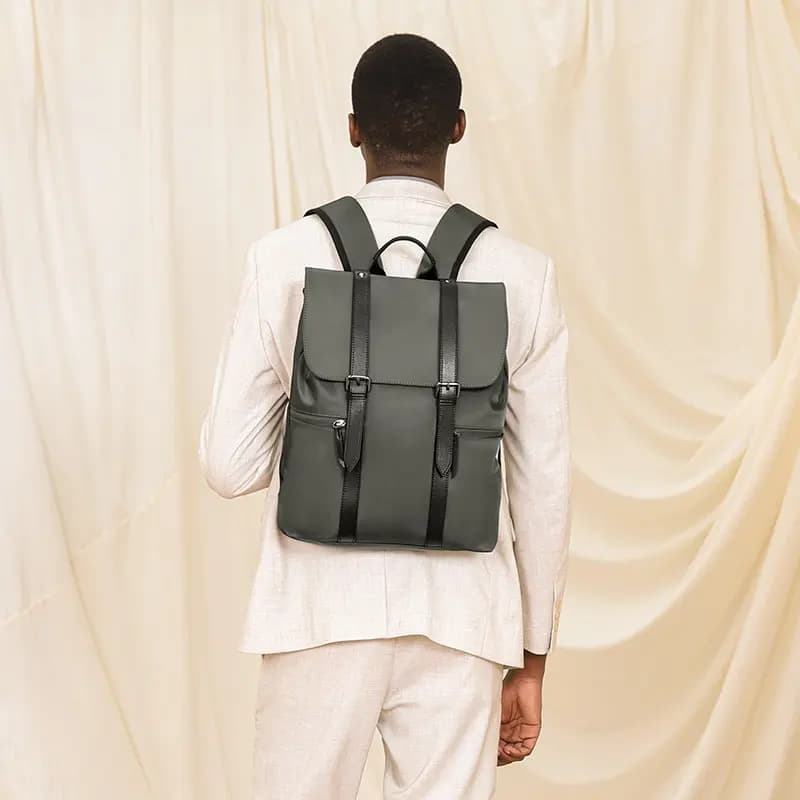 POLO Fabric With Synthetic Leather Backpack Large Size Men's Multicolor 23