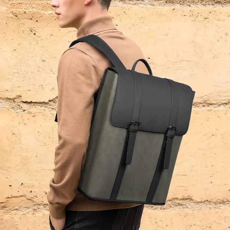 POLO Synthetic Leather Backpack Tubas Men's Gray Green 6