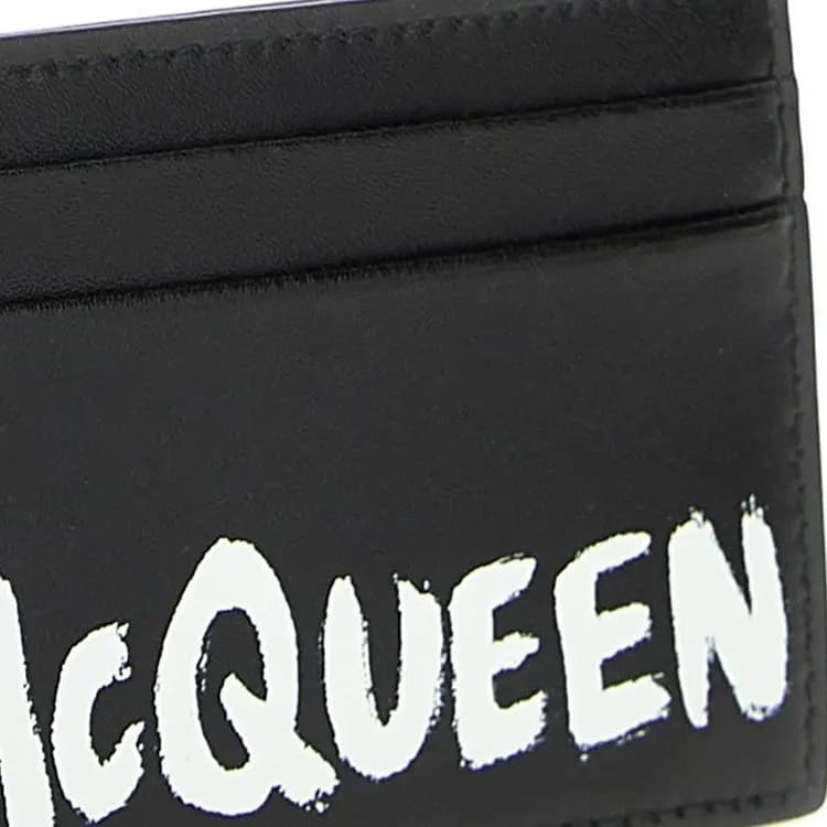 Alexander McQueen Logo Print Leather Card Holder Men's Black 3