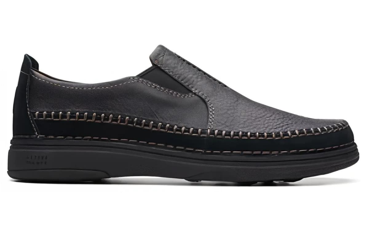 Clarks Round Toe Slip-On Casual Shoes Men's Black 2