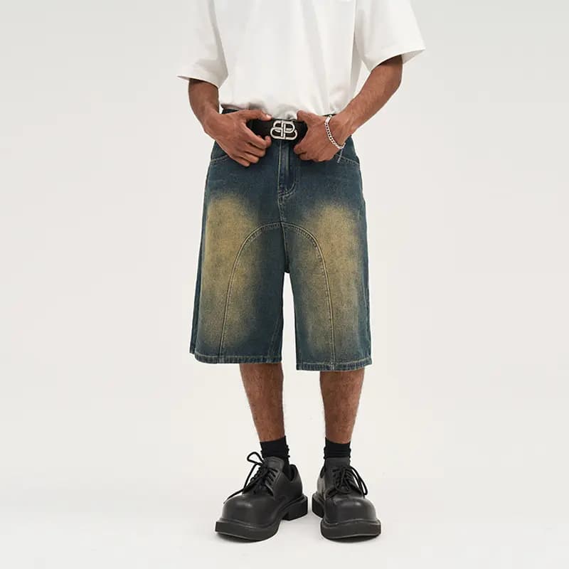 HARSH AND CRUEL Denim Unisex Şort Washed Blue 5