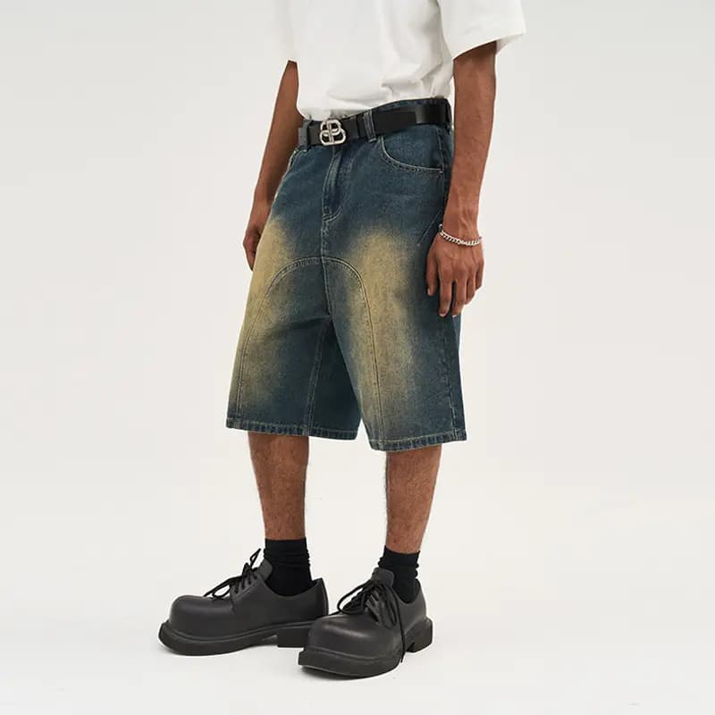 HARSH AND CRUEL Denim Unisex Şort Washed Blue 3