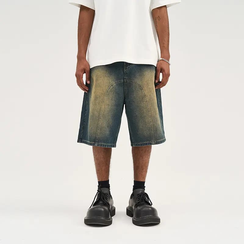 HARSH AND CRUEL Denim Unisex Şort Washed Blue 4