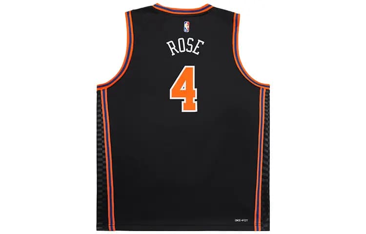 Nike x NBA New York Knicks Rose #4 Basketbol Maykası Uşaq Qara 2