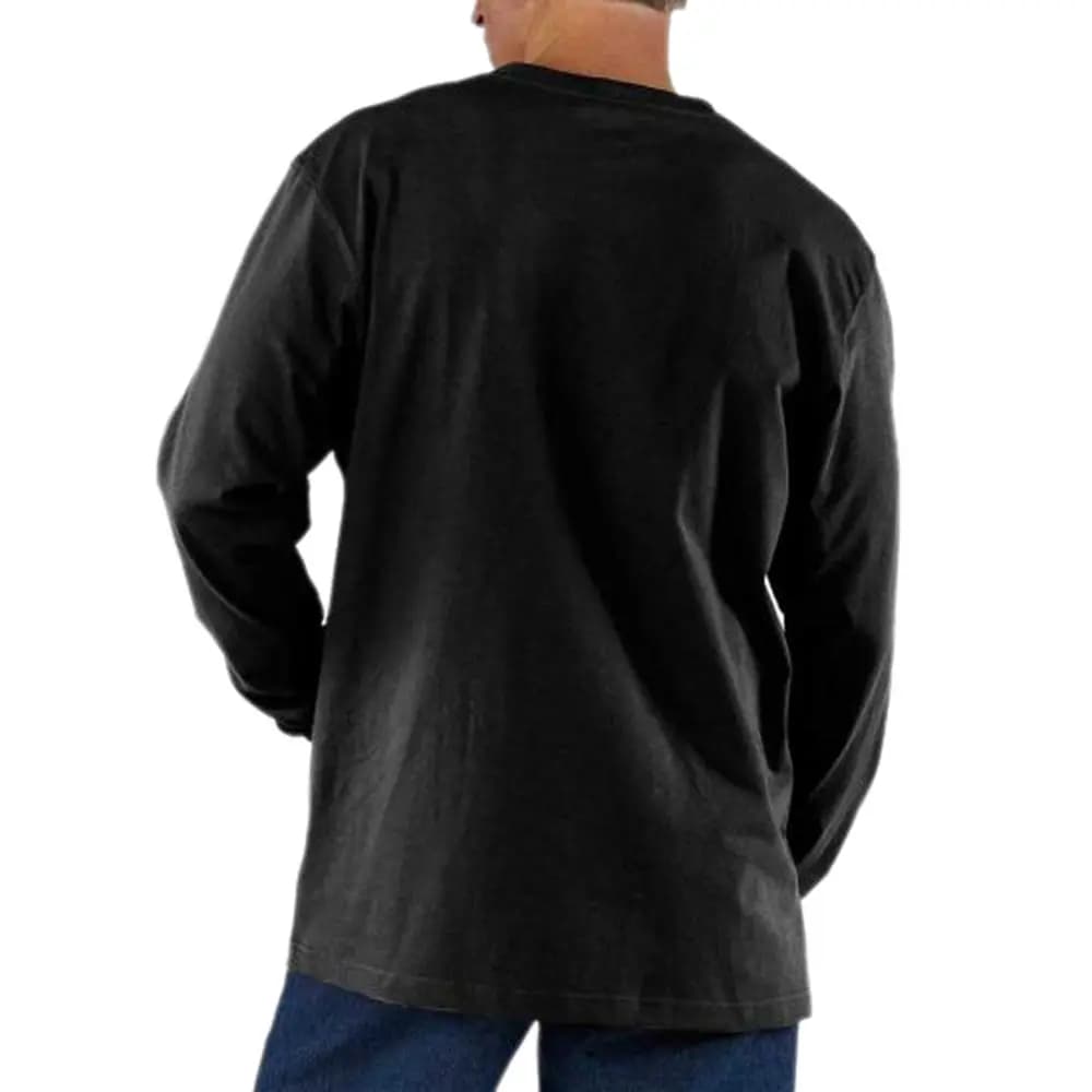 Carhartt K126 Retro Logo Pocket Loose Fit Crew Neck Long Sleeve T-Shirt Unisex Black 4