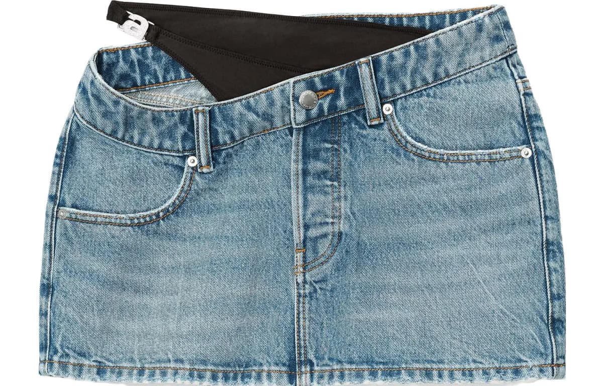 Alexander Wang Asymetrical Waistband Mini Bikini Skirt Light Indigo