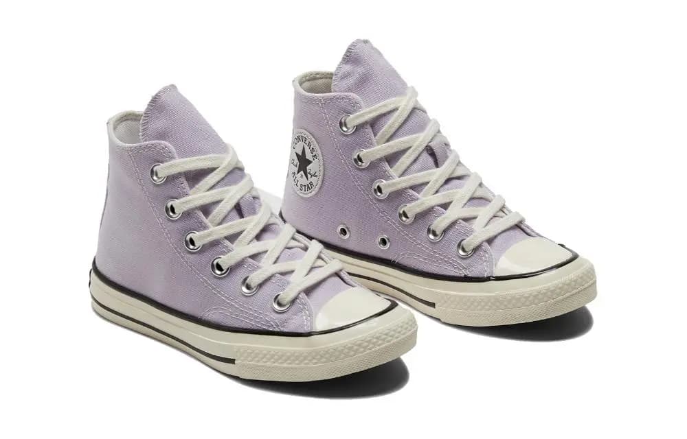 Converse 1970s Anti-Slip Wear-Resistant High-Top Kids Canvas Shoes Purple White Teenagers 3