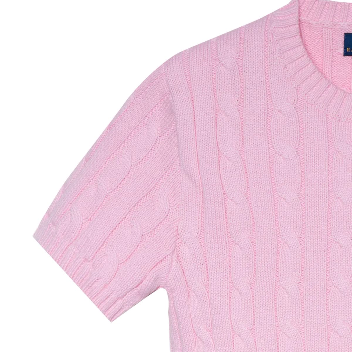 Polo Ralph Lauren SS23 Solid Color Round Neck Logo Embroidered Short Sleeve Knit Top Women's Pink 3