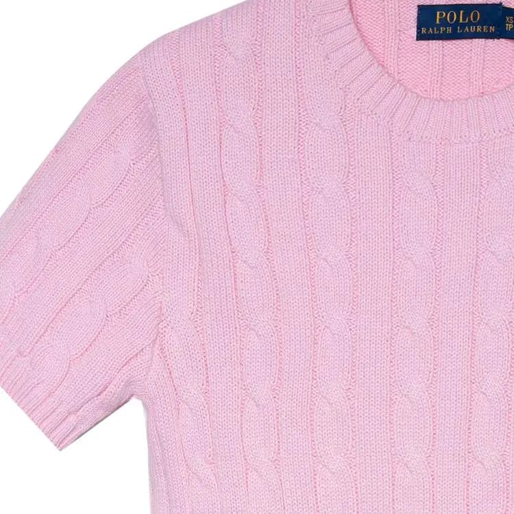 Polo Ralph Lauren SS23 Solid Color Round Neck Logo Embroidered Short Sleeve Knit Top Women's Pink 7