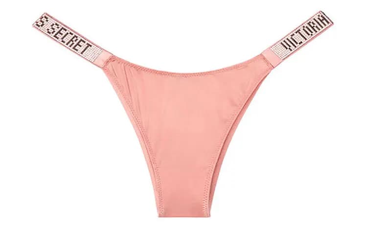 VICTORIA'S SECRET Rhinestone Logo High-Waist Qadın Stringi Rose Pink