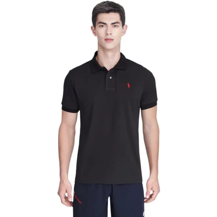 Polo Ralph Lauren SS23 Logo Solid Color Embroidered Crew Neck Short Sleeve Polo Shirt Kids' Black 3