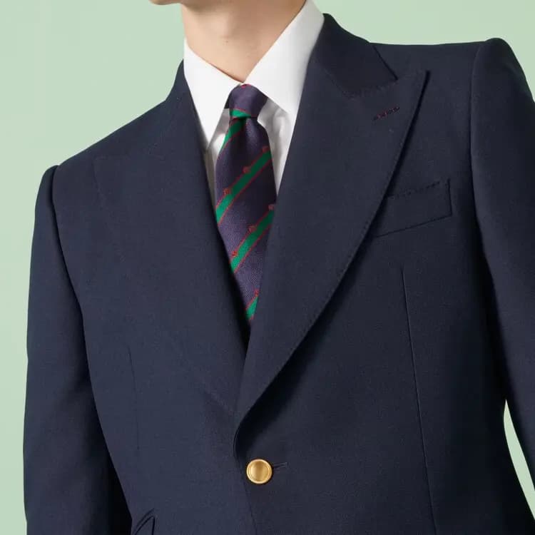 GUCCI Striped Silk Tie Men's Blue 2