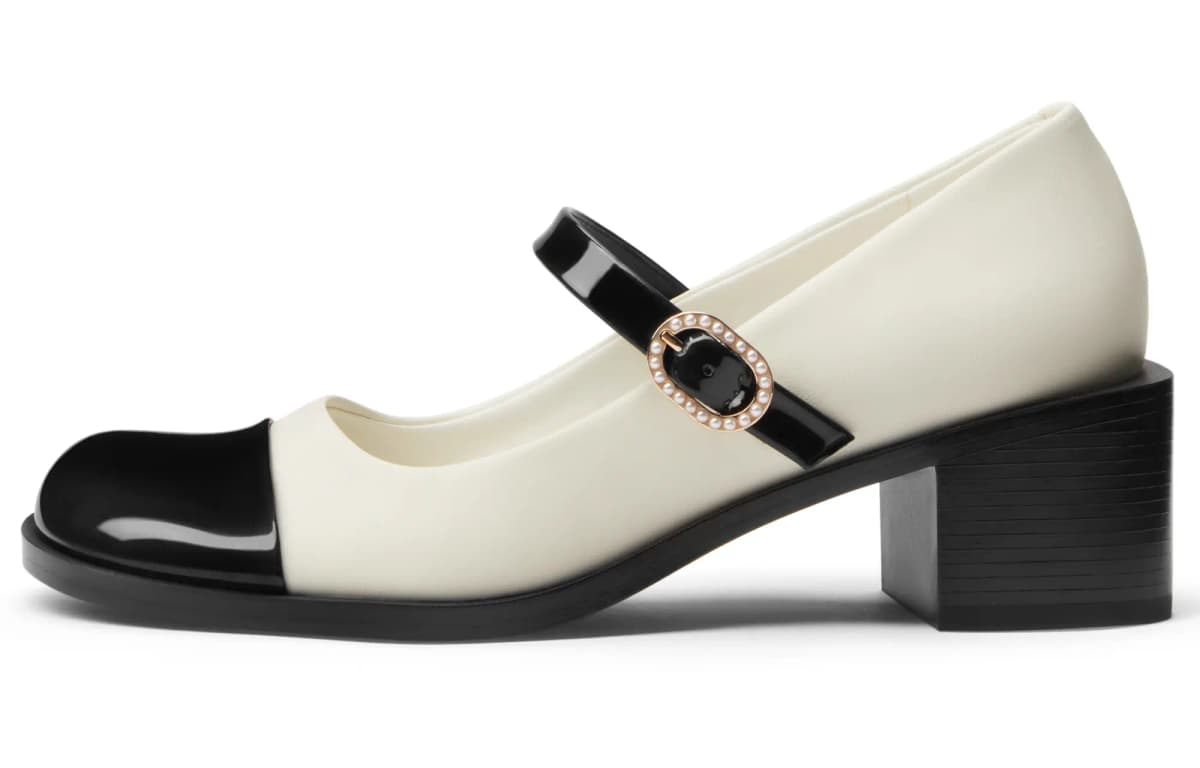 CHARLES&KEITH Small CK Chunky Heel Qadın Mary Jane Ayaqqabısı 5.1sm