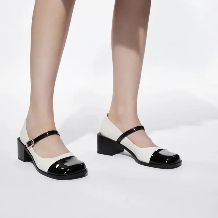 CHARLES&KEITH Small CK Chunky Heel Qadın Mary Jane Ayaqqabısı 5.1sm 4