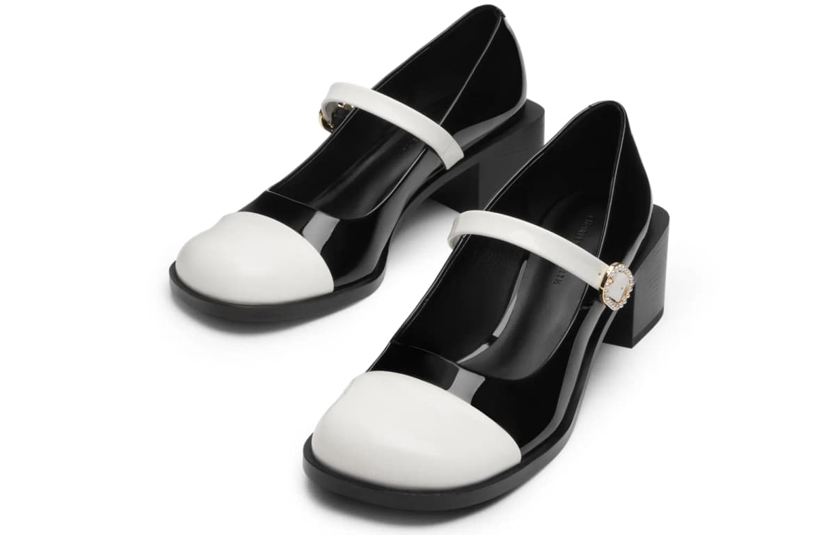 CHARLES&KEITH Small CK Chunky Heel Qadın Mary Jane Ayaqqabısı 5.1sm 7