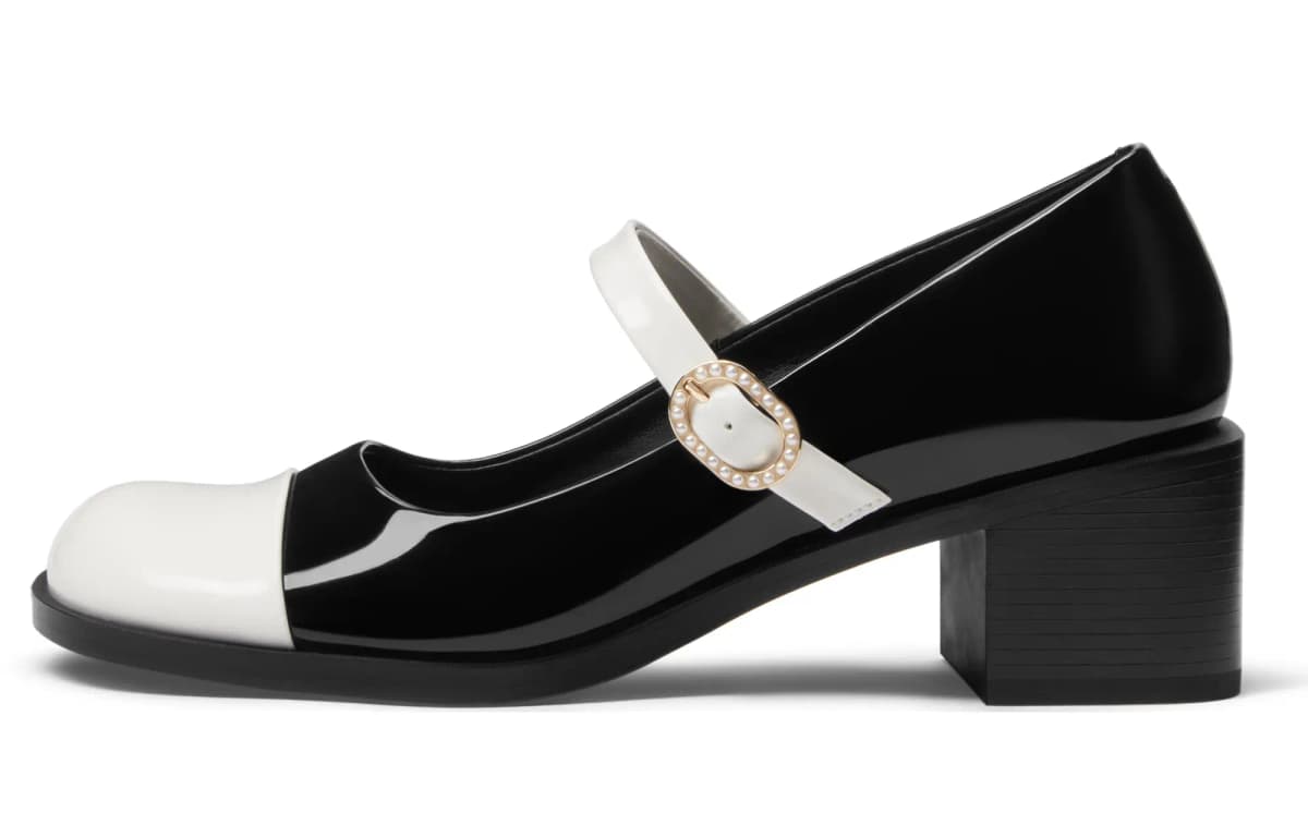 CHARLES&KEITH Small CK Chunky Heel Qadın Mary Jane Ayaqqabısı 5.1sm 5