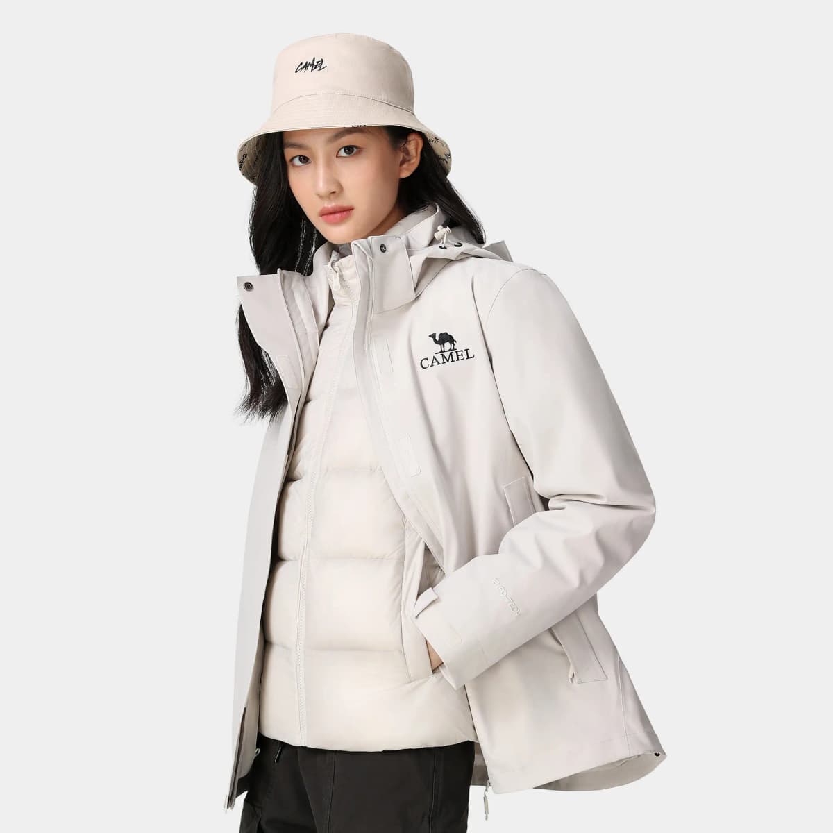CAMEL Snowfield Extreme Cold Series Outdoor Detachable Windproof Hood Storm-Proof Waterproof Goose Down Inner Down Jacket Women's 18