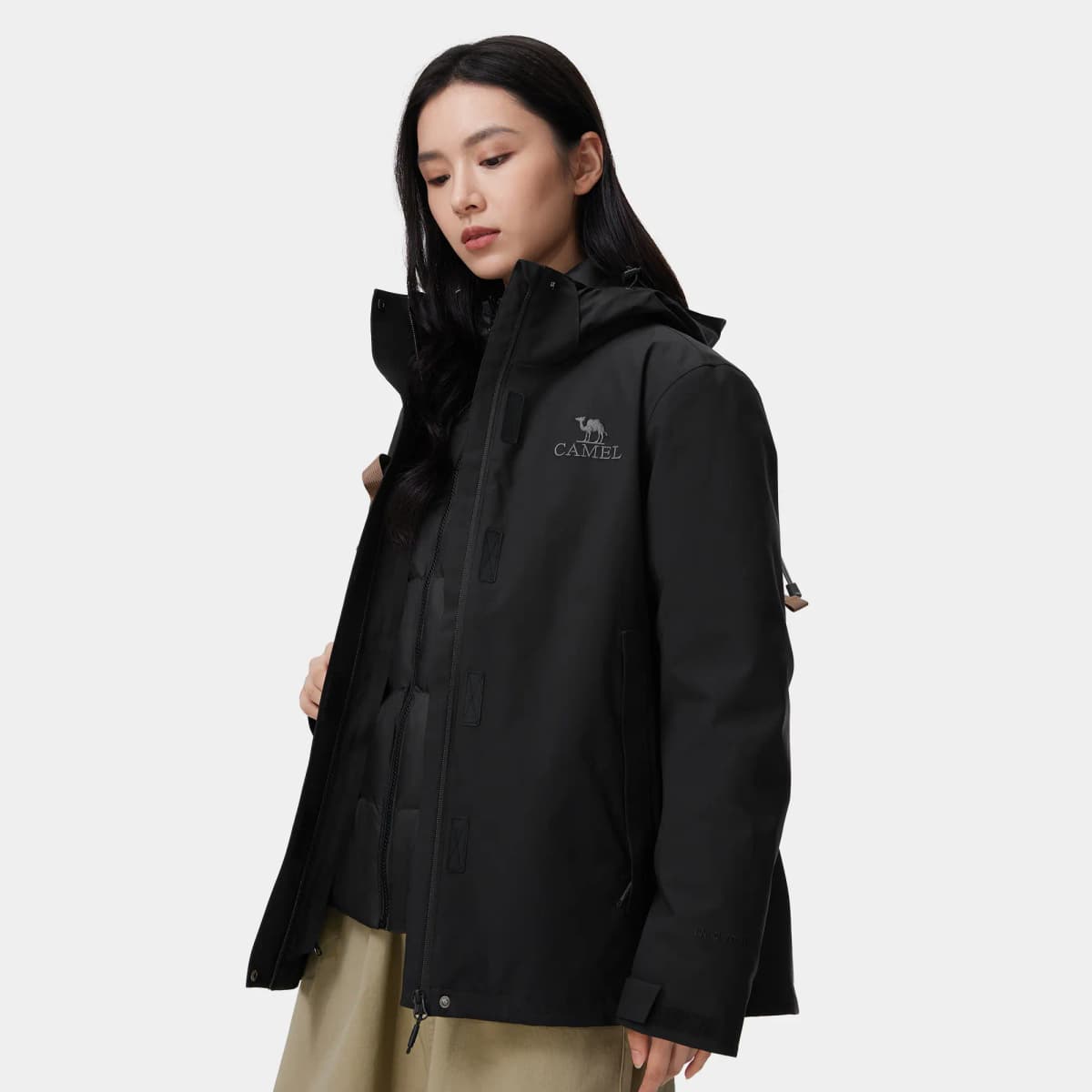 CAMEL Snowfield Extreme Cold Series Outdoor Detachable Windproof Hood Storm-Proof Waterproof Goose Down Inner Down Jacket Women's 6