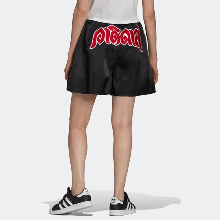 adidas Originals Logo Print Three Stripes Elastic Waist Breathable Sports Shorts Women's Black 4