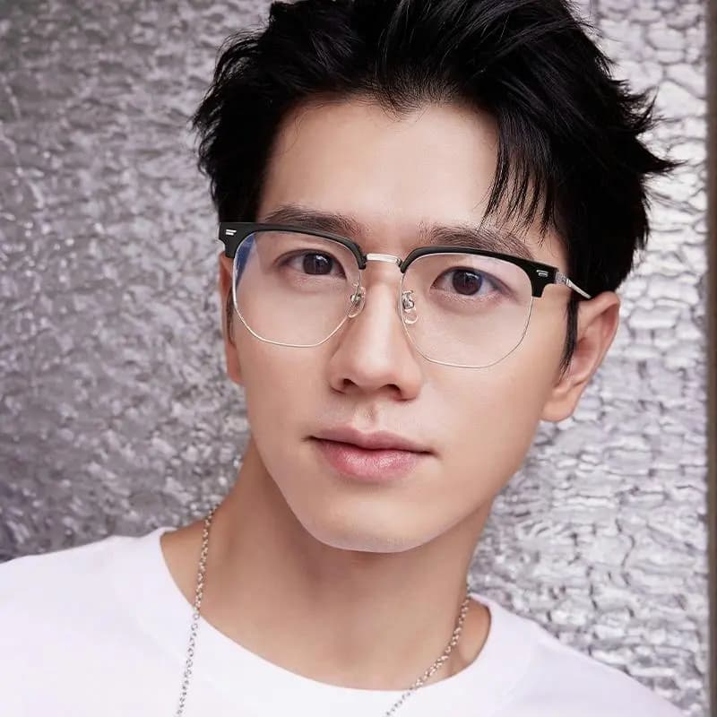 LASHION Intellectual Tech Half-Rim Student Blue Light Blocking Prescription Glasses Frame Alloy Eyebrow Frame Functional Frames Unisex 19