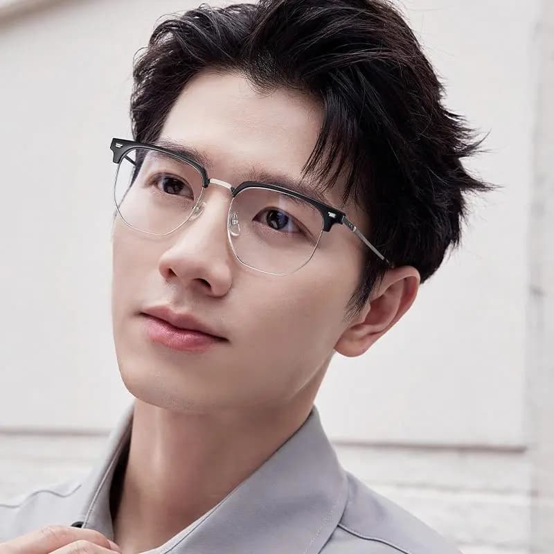 LASHION Intellectual Tech Half-Rim Student Blue Light Blocking Prescription Glasses Frame Alloy Eyebrow Frame Functional Frames Unisex 20