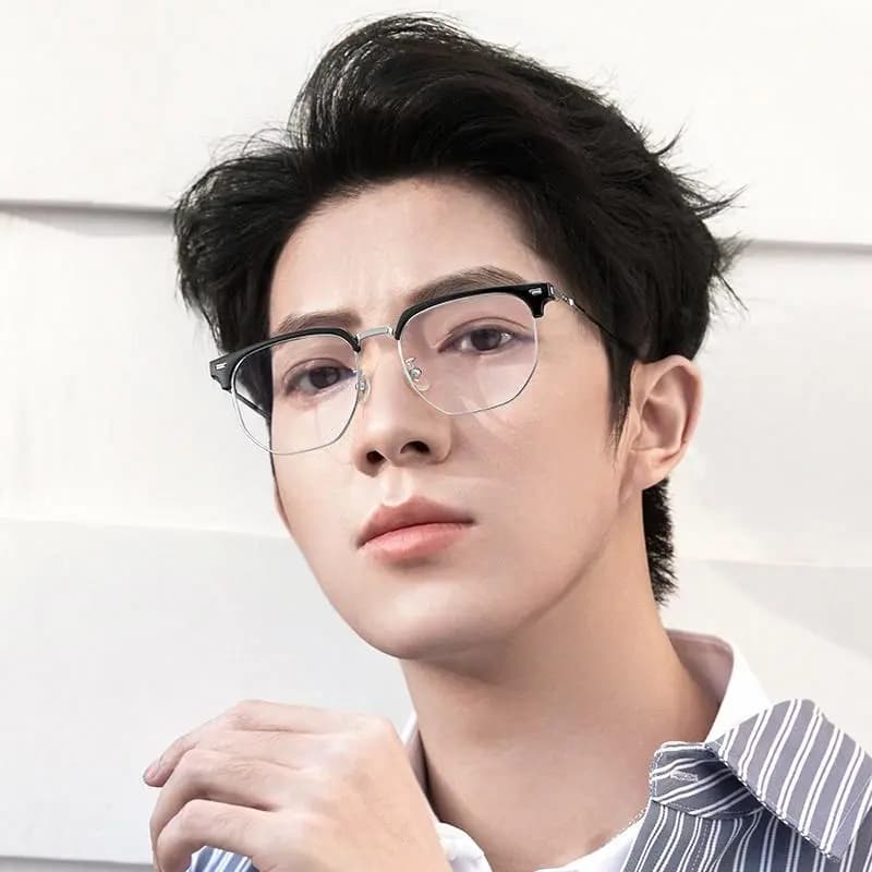 LASHION Intellectual Tech Half-Rim Student Blue Light Blocking Prescription Glasses Frame Alloy Eyebrow Frame Functional Frames Unisex 18