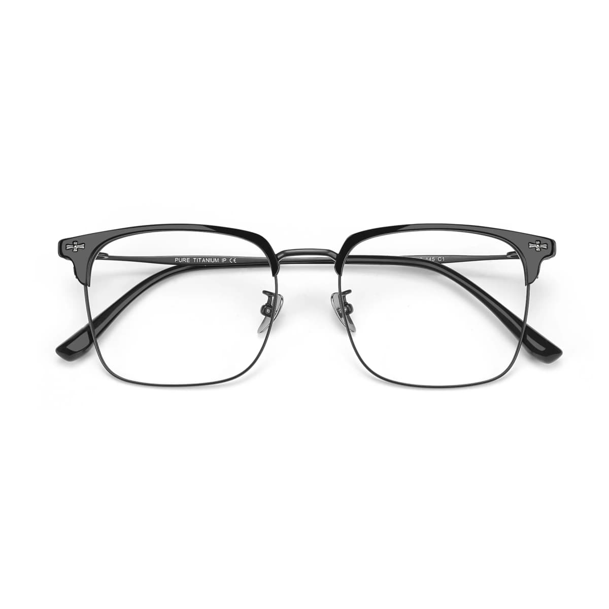 LASHION Intellectual Tech Half-Rim Student Blue Light Blocking Prescription Glasses Frame Alloy Eyebrow Frame Functional Frames Unisex 32