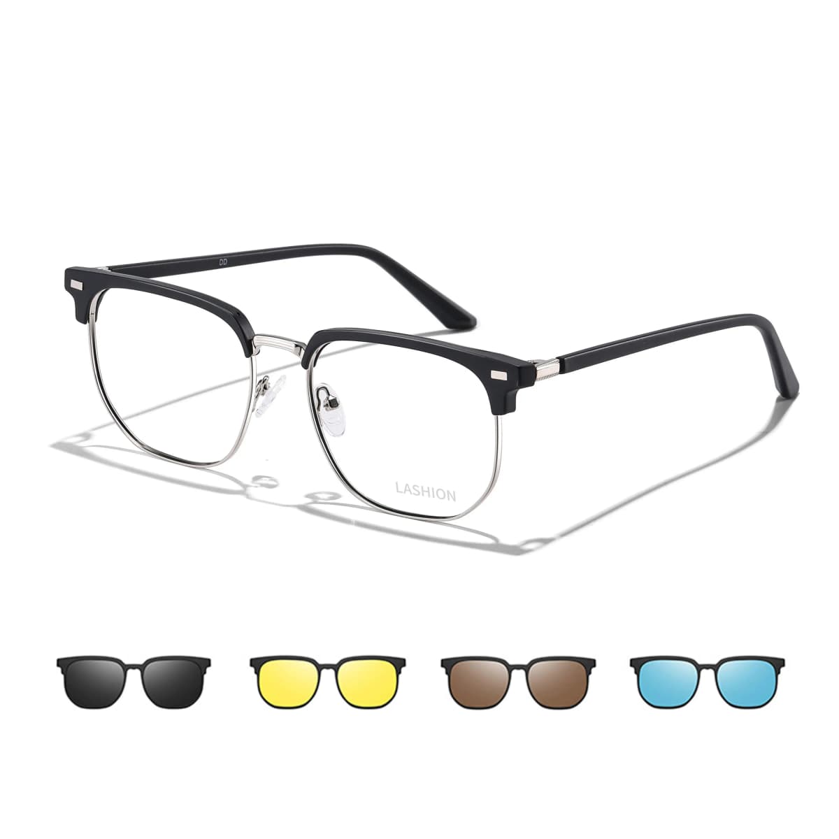 LASHION Intellectual Tech Half-Rim Student Blue Light Blocking Prescription Glasses Frame Alloy Eyebrow Frame Functional Frames Unisex 14