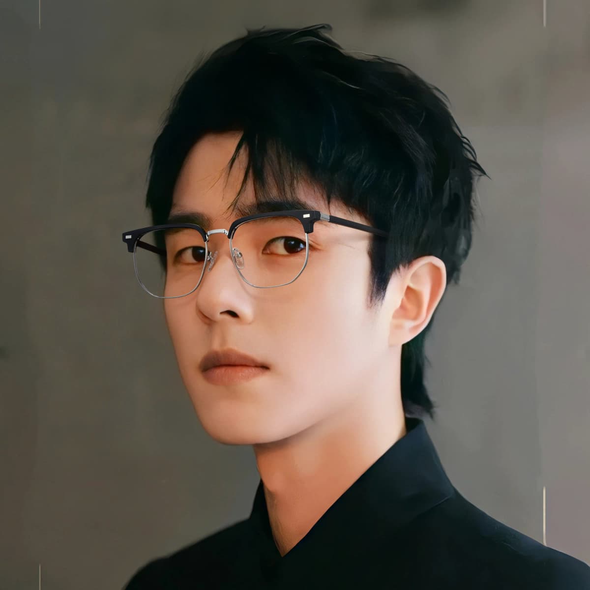 LASHION Intellectual Tech Half-Rim Student Blue Light Blocking Prescription Glasses Frame Alloy Eyebrow Frame Functional Frames Unisex 16