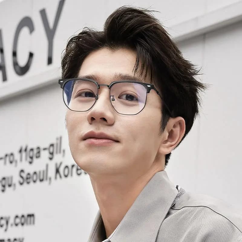 LASHION Intellectual Tech Half-Rim Student Blue Light Blocking Prescription Glasses Frame Alloy Eyebrow Frame Functional Frames Unisex 28