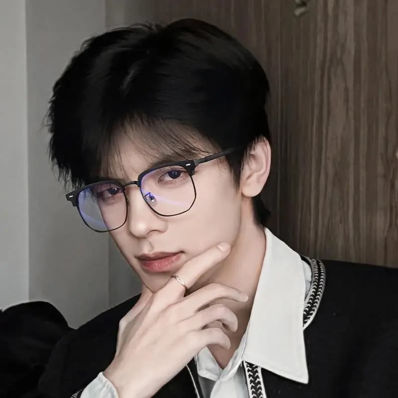 LASHION Intellectual Tech Half-Rim Student Blue Light Blocking Prescription Glasses Frame Alloy Eyebrow Frame Functional Frames Unisex 10
