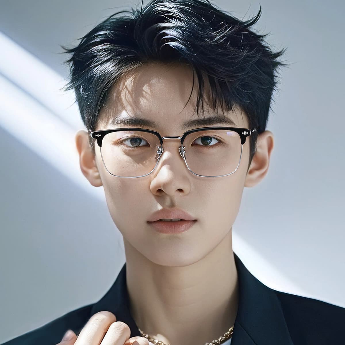 LASHION Intellectual Tech Half-Rim Student Blue Light Blocking Prescription Glasses Frame Alloy Eyebrow Frame Functional Frames Unisex 36