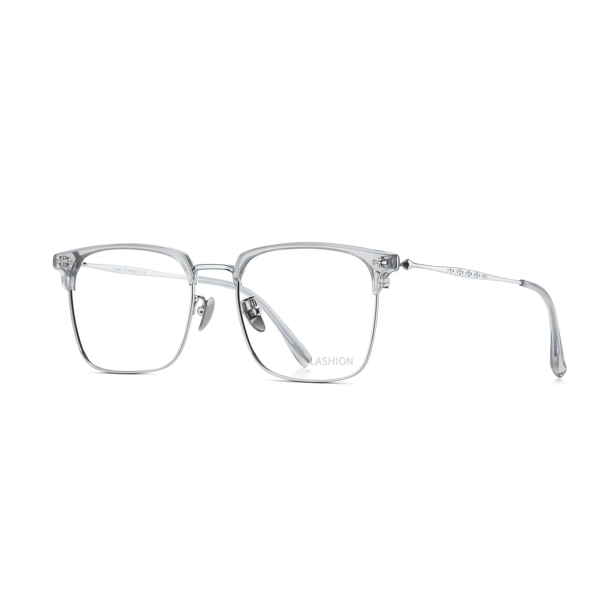 LASHION Intellectual Tech Half-Rim Student Blue Light Blocking Prescription Glasses Frame Alloy Eyebrow Frame Functional Frames Unisex 37