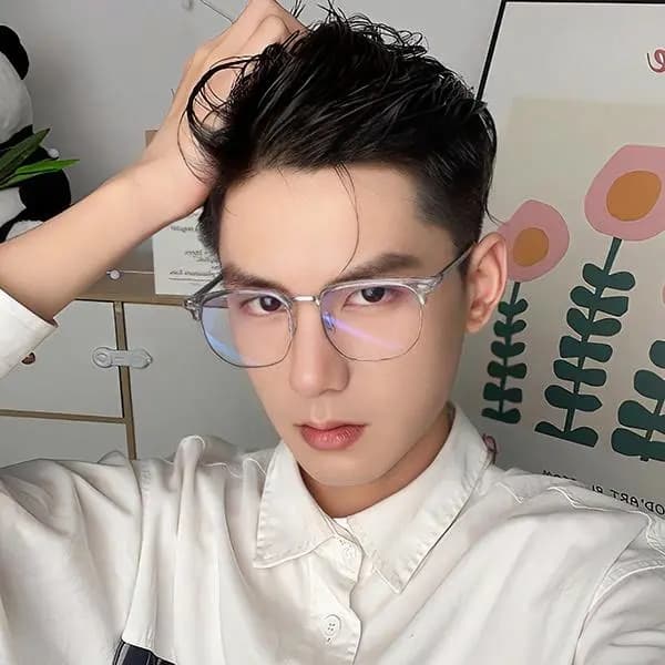LASHION Intellectual Tech Half-Rim Student Blue Light Blocking Prescription Glasses Frame Alloy Eyebrow Frame Functional Frames Unisex 7