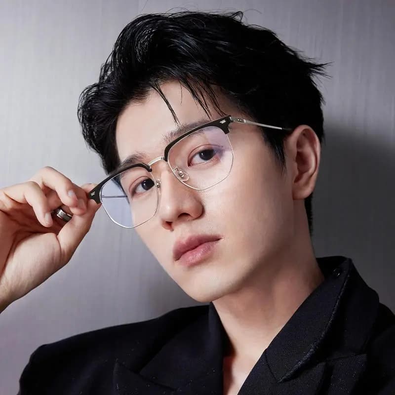 LASHION Intellectual Tech Half-Rim Student Blue Light Blocking Prescription Glasses Frame Alloy Eyebrow Frame Functional Frames Unisex 21