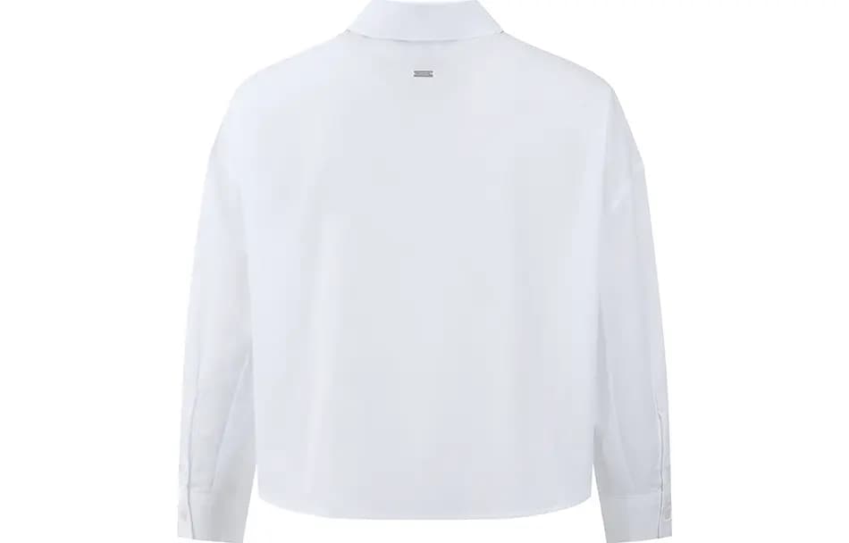 ARMANI EXCHANGE SS23 Solid Color Square Neck Single-Breasted Long Sleeve Shirt Women's White 2