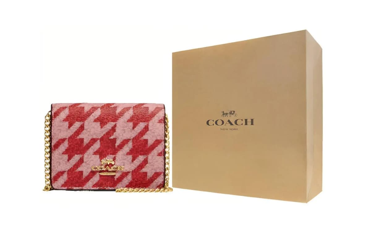 COACH Dəri Mini Çanta Qadın Qırmızı 4