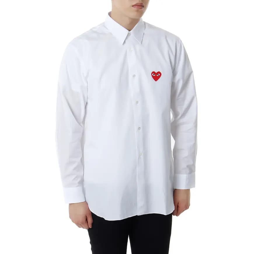 CDG Play Red Emblem Köynək Ağ 3