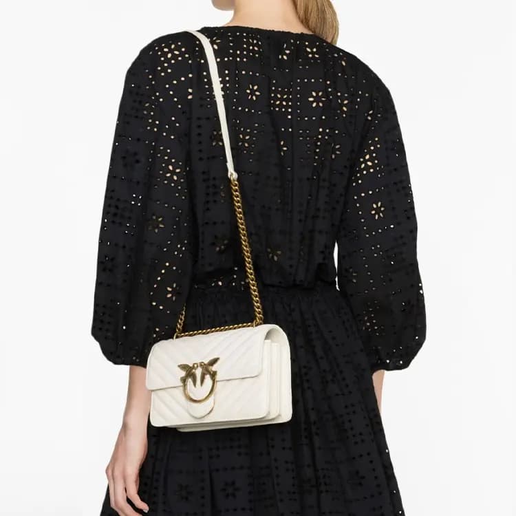 PINKO Dəri Çiyin və Crossbody Çantası Qadın Ağ 5