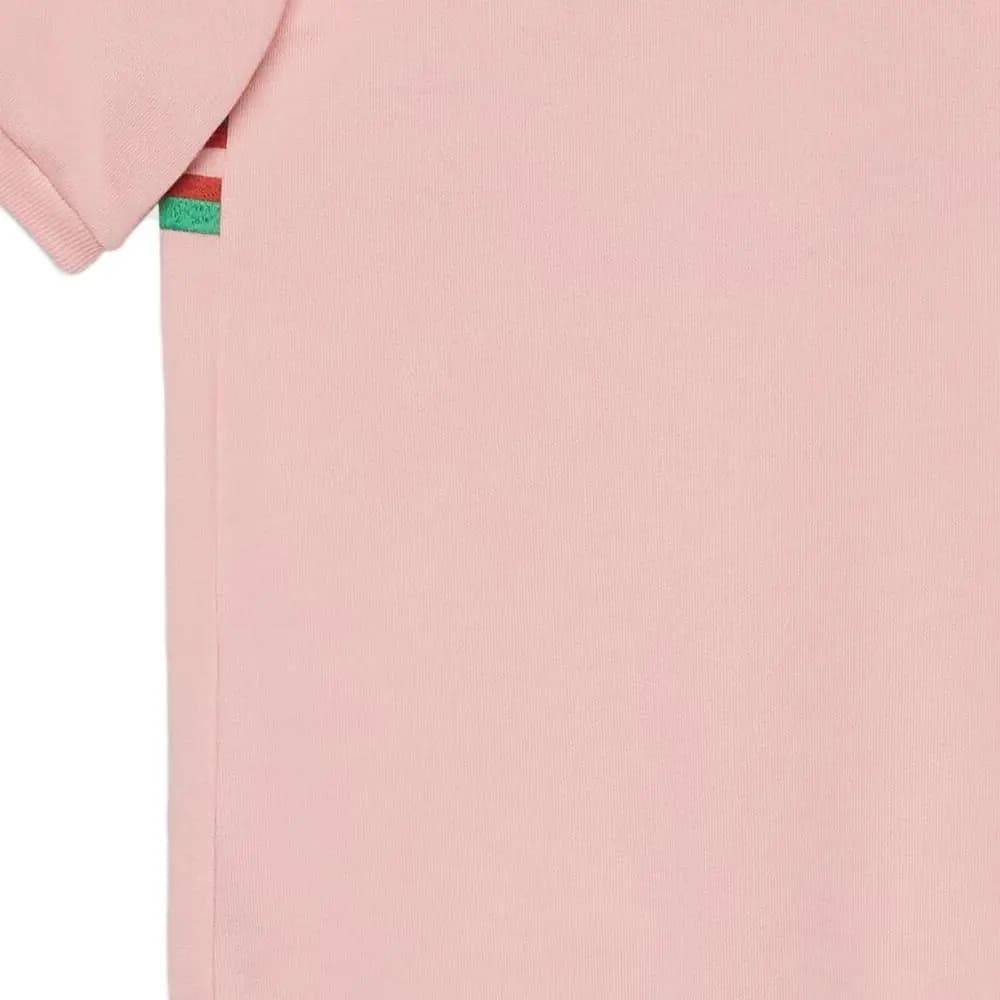 Kids GUCCI Striped Logo Print Round Neck Short Sleeve Dress Girls Pink 6
