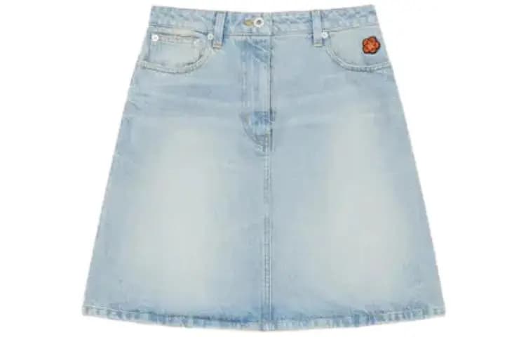 KENZO Straight Hem Denim Skirt