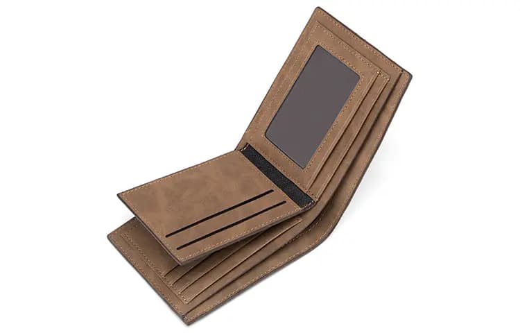 Mashalanti Retro Fashion Short Casual Simple Body Pattern Multi-Card Slot Synthetic Leather Horizontal Wallet Coin Purse Wallet Regular Men's Coffee Brown 5