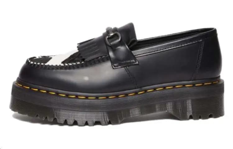 Dr.Martens Dr.Martens Adrian Snaffle Hair On & Leather Cow Print Kiltie Loafers 'Black' Women's