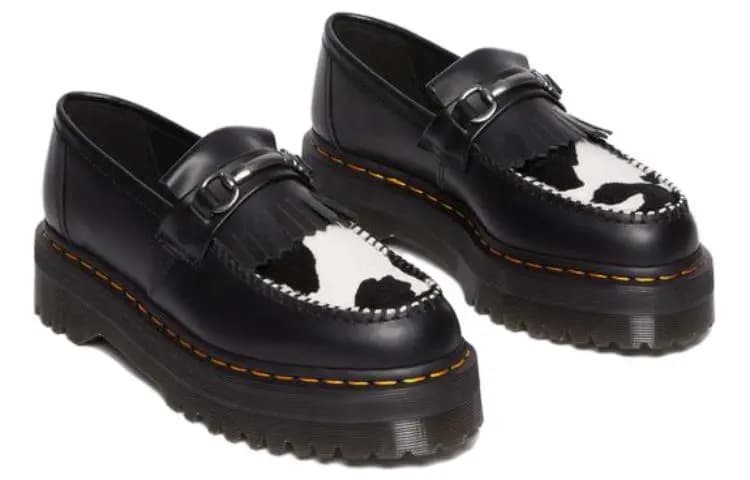 Dr.Martens Dr.Martens Adrian Snaffle Hair On & Leather Cow Print Kiltie Loafers 'Black' Women's 3