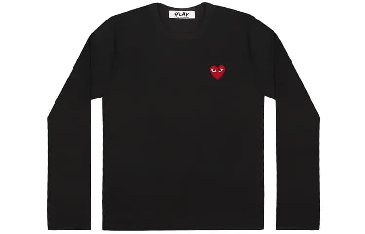 CDG Play Red Heart Kişi Uzunqol Köynəyi Qara