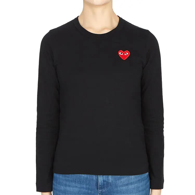 Comme Des Garcons Play Qadın Köynəyi Qırmızı Ürəkli Qara 2