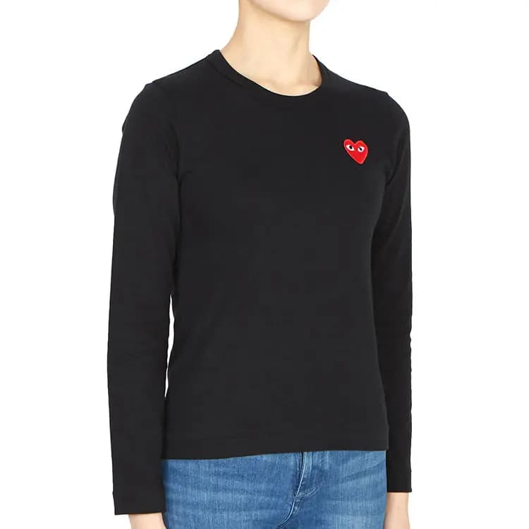Comme Des Garcons Play Qadın Köynəyi Qırmızı Ürəkli Qara 5