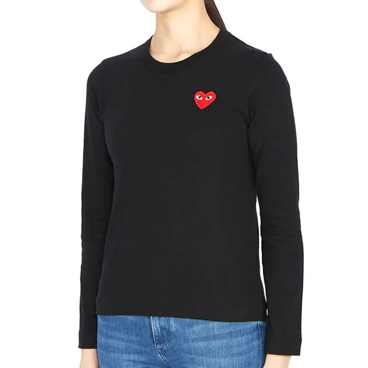 Comme Des Garcons Play Qadın Köynəyi Qırmızı Ürəkli Qara 4